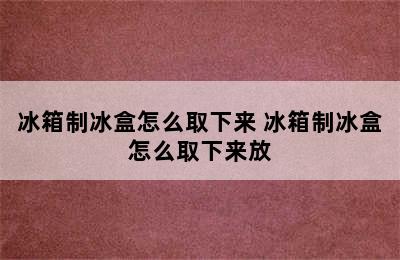 冰箱制冰盒怎么取下来 冰箱制冰盒怎么取下来放